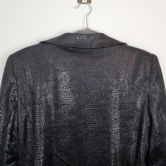 Cache Jacket Snakeskin Reptile Shiny Textured Edgy Black Vintage Size 10 - Picture 6 of 11